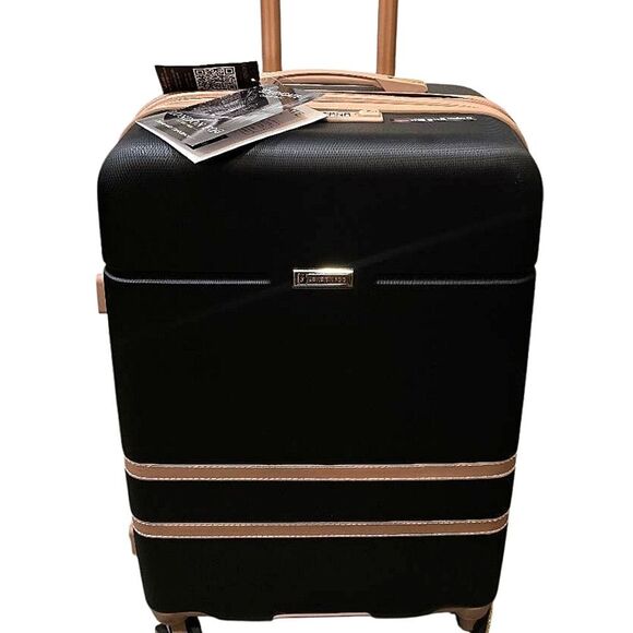 London Fog Southgate Collection 24" Expandable Hard Side Spinner Luggage- Black - Picture 1 of 11